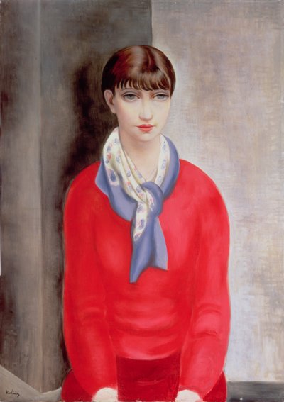 Kiki de Montparnasse in einem roten Pullover und einem blauen Schal von Moise Kisling