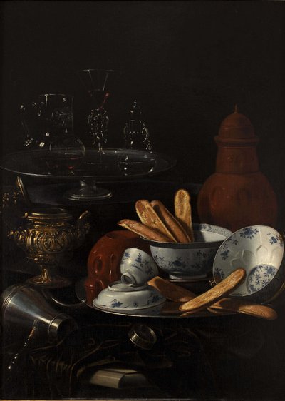 Stillleben mit Blau und Porzellan und Toast von Monari