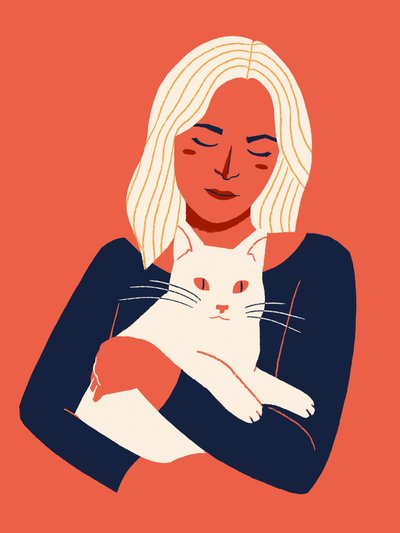 Gemütliche Frau und Katze von Monika Gregulska