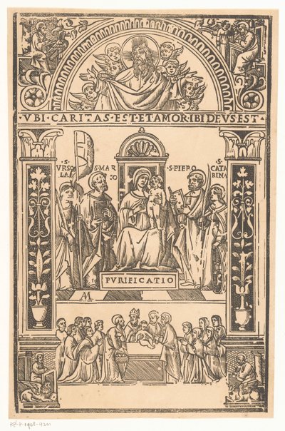Maria mit Kind und Heiligen von Monogrammist AM (prentmaker 16e eeuw)