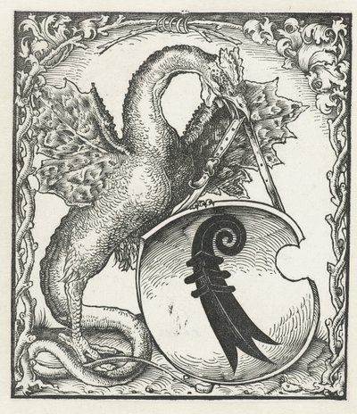 Drache mit dem Wappen von Basel von Monogrammist DS (graveur) (attributed to)