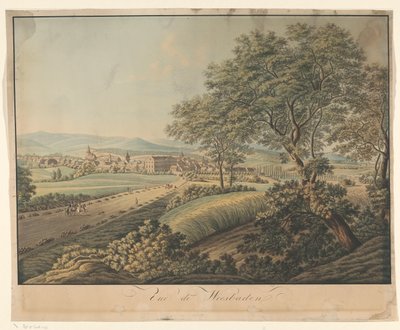 Ansicht von Wiesbaden von Monogrammist DS (graveur)