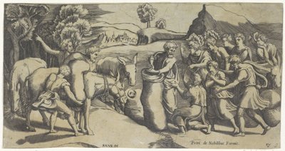 Becher von Josef in Benjamins Getreidesack entdeckt von Monogrammist PVO (prentmaker)
