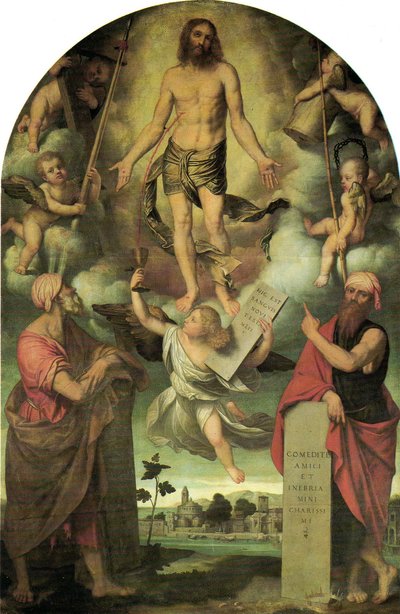 Christus in Passion mit Moses und Salomo von Moretto da Brescia