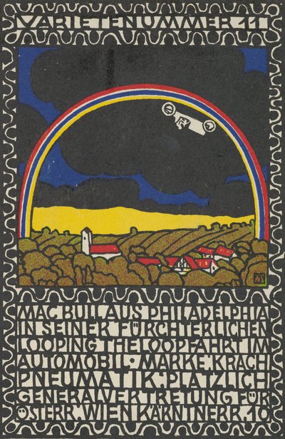 Varieté-Akt 11: Mac Bull aus Philadelphia in seiner schrecklichen Loop-the-Loop-Fahrt in seinem Auto, 1907 von Moritz Jung