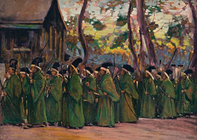 Prozession der Bogenschützen in Kioto, um 1897 von Mortimer L Menpes