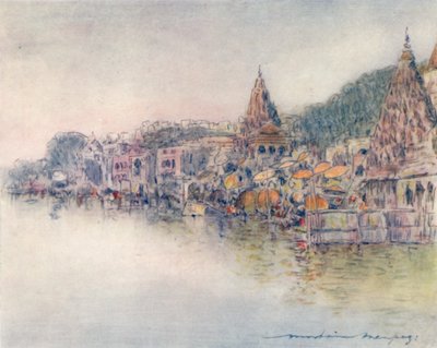 Am Ufer des heiligen Flusses, Benares, 1905 von Mortimer Ludington Menpes