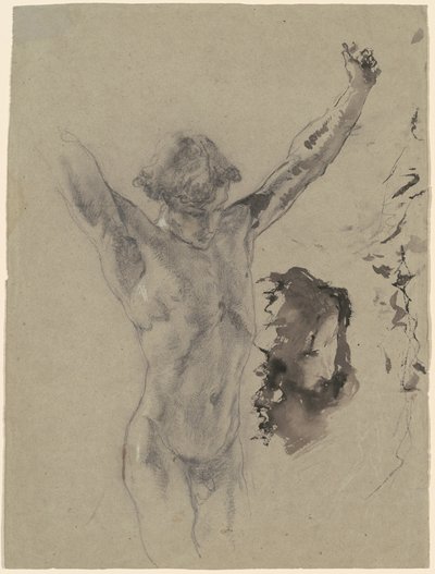Studie der Figur und des Kopfes Christi in „Christus am Kreuz und Maria Magdalena“ von Mose Bianchi