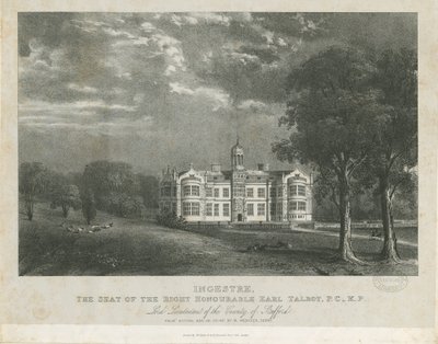 Ingestre Hall (Lithographie) von Moses Webster