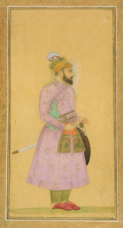 Stehende Figur eines Mogulprinzen, aus dem Small Clive Album, ca. 1630-40 von Mughal School
