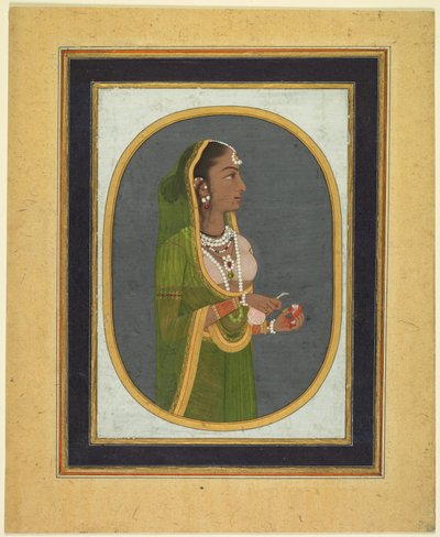 Hofdame schenkt Wein ein, ca. 1760, Ränder ca. 1830er Jahre von Muhammad Rizavi Hindi
