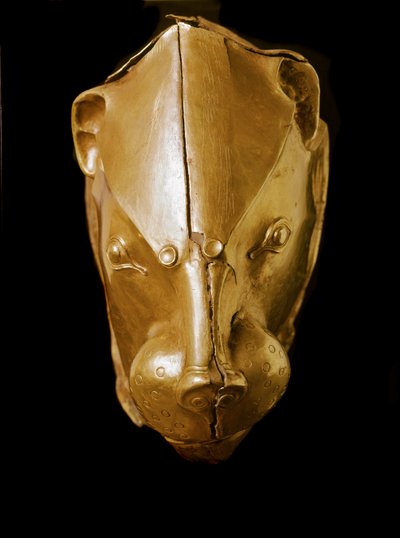 Mykenische Kunst: Goldener Rhyton in Form eines Löwenkopfes aus Grab IV, Mykene. 16. Jahrhundert v. Chr. Athen, Nationales Archäologisches Museum von Mycenaean