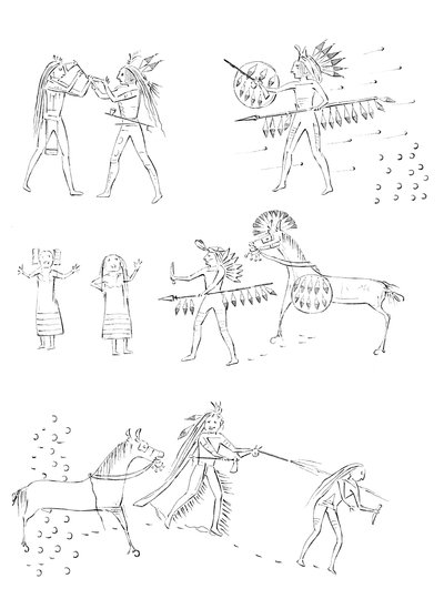 Heldentaten von Four Bears, einheimischer amerikanischer Krieger von Myers and Co