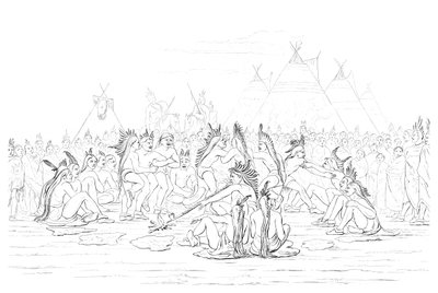 Indianischer Pfeifentanz, 1841 von Myers and Co
