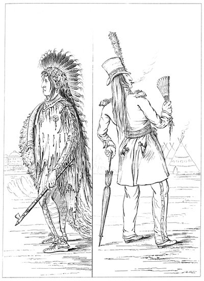 Wi-Jun-Jon in einheimischer Tracht und in Regimentsuniform, 1841 von Myers and Co