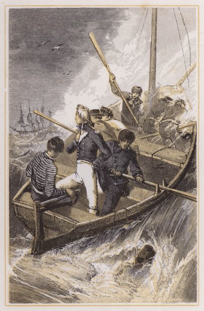 Nelson wird während eines Sturms an Bord seines Schiffes gebracht von Myles Birket (after) Foster