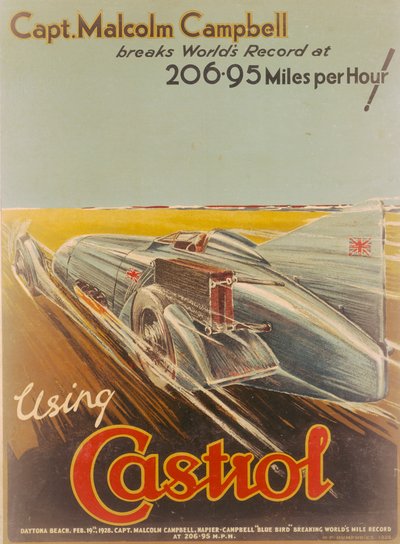 Plakatwerbung für Castrol, mit Bluebird, 1928 von NF Humphries