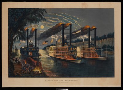 Ein Rennen um die Geweihe am Mississippi von N. and Ives J.M. (1824 95) Currier
