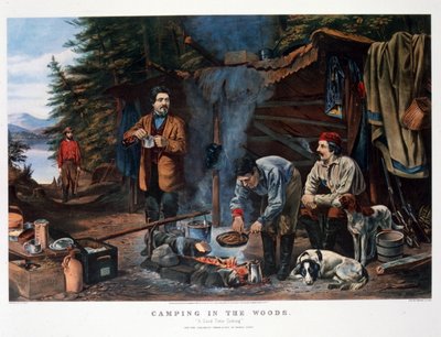Camping im Wald "Eine gute Zeit kommt". Von Arthur Tait (Currier & Ives) von N. and Ives J.M. (1824 95) Currier