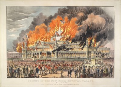 Brand des New York Crystal Palace am Dienstag, 5. Oktober 1858 von Currier and Ives