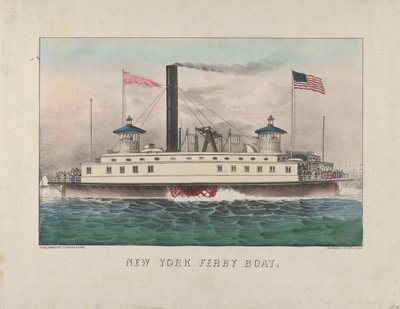 New Yorker Fährboot, ca. 1860-65 (handkolorierte Lithographie) von Currier and Ives