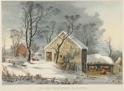 Das alte Heim im Winter von Currier and Ives