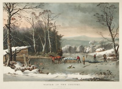 Winter auf dem Land, Eis holen von Currier and Ives
