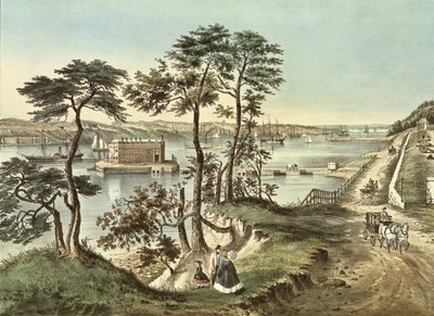 Staten Island und die Narrows von Fort Hamilton von N. and Ives, J.M. Currier