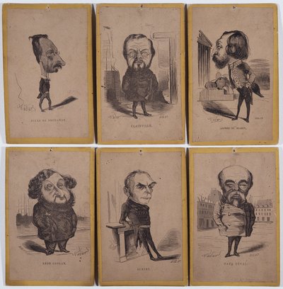 6 Karikaturporträts: Jules de Premaray (Jules Martial Regnault von Nadar