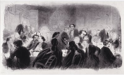 Anonyme Lithographie, die literarische und künstlerische Persönlichkeiten in den 1850er Jahren darstellt von Nadar