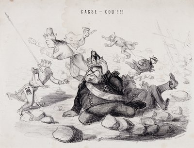 Dareneck!!! (Genickbruch). Lithographie von Gabriel Aubert, Drucker in Paris, der die Zeitung „La Caricature“ veröffentlicht von Nadar