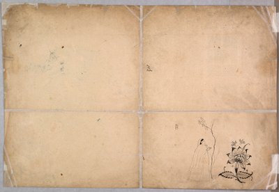 Zwei Elefanten kämpfen in einem Hof vor Muhammad Shah von Nainsukh