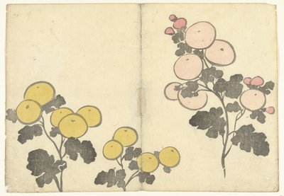Stilisierte gelbe und rosa Blumen von Nakamura Hochu