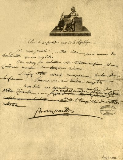 Brief vom Ersten Konsul Napoleon Bonaparte an den Grafen der Provence, 6. September 1800, 1921 von Napoleon Bonaparte I