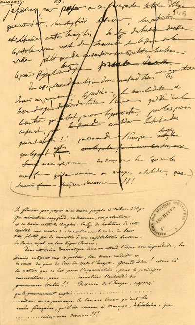 Rohentwurf eines Textes für die Aufnahme in Le Moniteur Universel, 16. April 1801, 1921 von Napoleon Bonaparte I