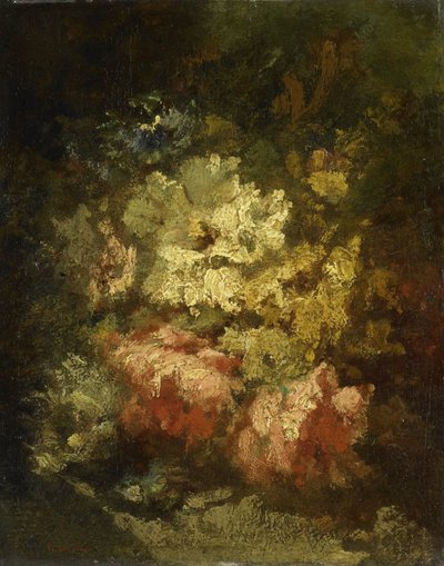 Stillleben mit weißen und roten Rosen von Narcisse Virgile Diaz de la Peña