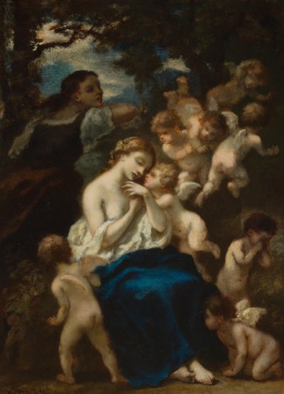 Eine Nymphe mit Cupidos von Narcisse Virgile Diaz de la Peña