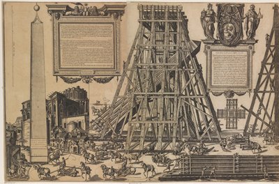 Die Errichtung des Obelisken auf dem Petersplatz von Natale Bonifazio da Sebenico