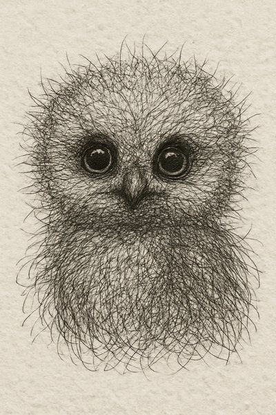 Niedliche flauschige Baby-Eule von Natalie Bruns