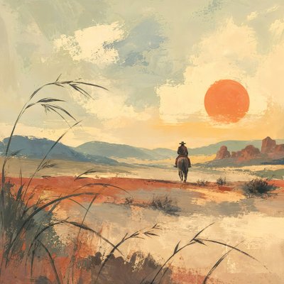 Wüstenreiter bei Sonnenuntergang von Natalie Bruns