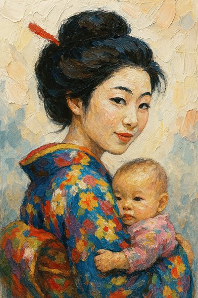 Japanische Mutter und Kind von Natalie Bruns