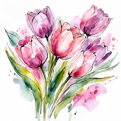 Aquarell Tulpenstrauß von Natalie Bruns