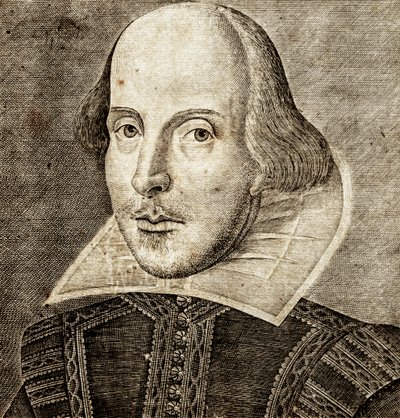 Porträt von William Shakespeare auf dem Frontispiz von Komödien, Historien und Tragödien von Nathan Benn