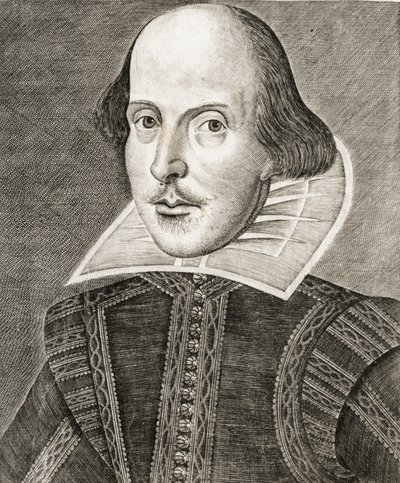 Porträt von William Shakespeare auf dem Frontispiz von Komödien, Historien und Tragödien i... von Nathan Benn