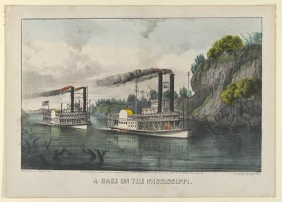 Ein Rennen auf dem Mississippi, 1870 von Currier and Ives
