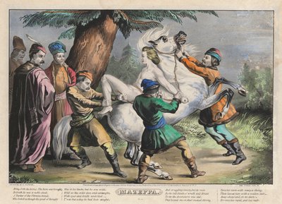 Mazeppa: Platte 1 von 4 Platten (an ein Pferd gebunden) von Nathaniel Currier