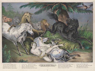 Mazeppa: Platte 3 von 4 (Umgeben von Wildpferden) von Nathaniel Currier