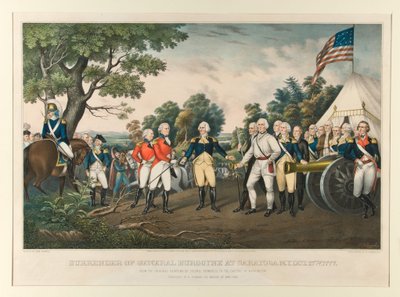 Kapitulation von General Burgoyne in Saratoga, N.Y., 17. Okt. 1777 (nach dem Originalgemälde von Colonel Trumbull im Kapitol in Washington) von Nathaniel Currier