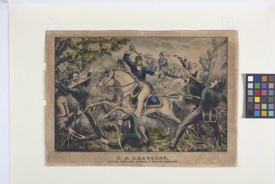 U.S. Dragoner, die sich durch einen mexikanischen Hinterhalt kämpfen von Nathaniel Currier