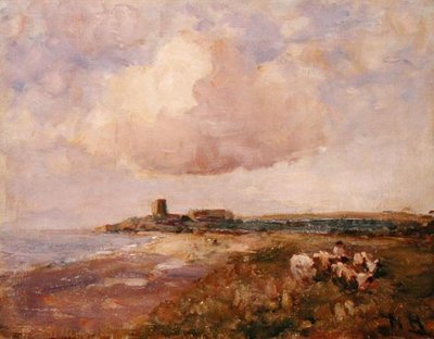 Irische Küstenansicht mit Junge und Vieh von Nathaniel Hone